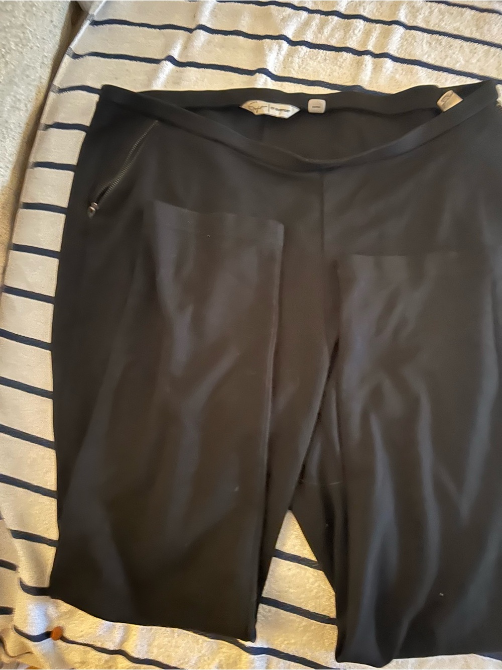 Avenue Black Boot Cut Pants with Zip Detail